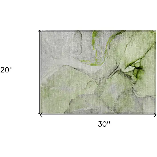 Green Abstract Washable Non Skid Indoor Outdoor Area Rug Photo 3
