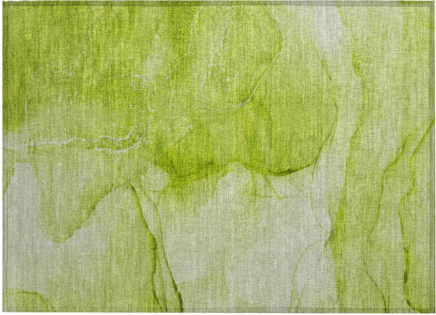 Green Abstract Washable Non Skid Indoor Outdoor Area Rug Photo 2