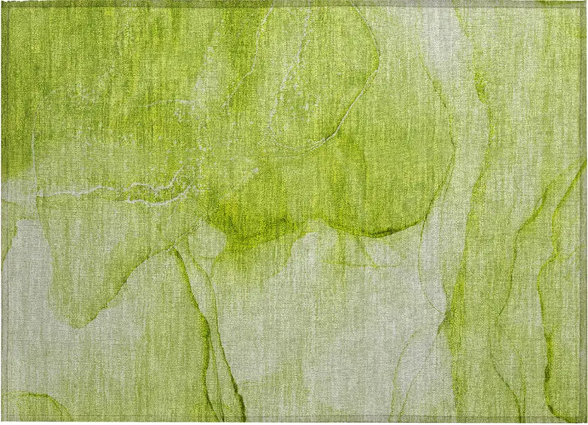 Green Abstract Washable Non Skid Indoor Outdoor Area Rug Photo 2