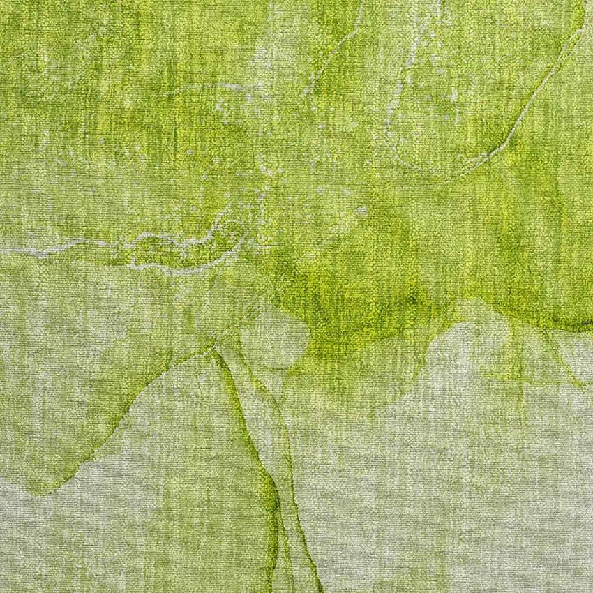 Green Abstract Washable Non Skid Indoor Outdoor Area Rug Photo 6