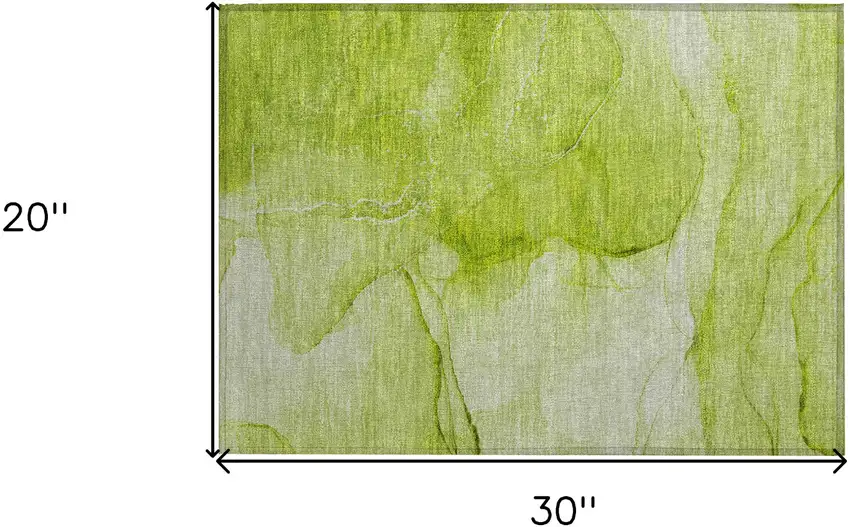 Green Abstract Washable Non Skid Indoor Outdoor Area Rug Photo 3