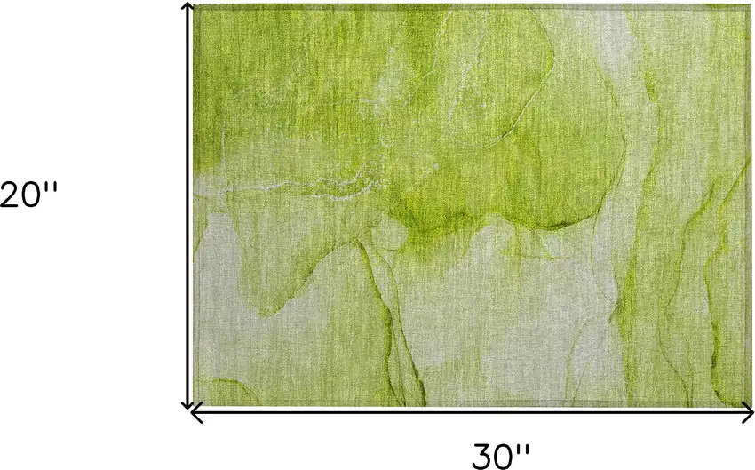 Green Abstract Washable Non Skid Indoor Outdoor Area Rug Photo 3
