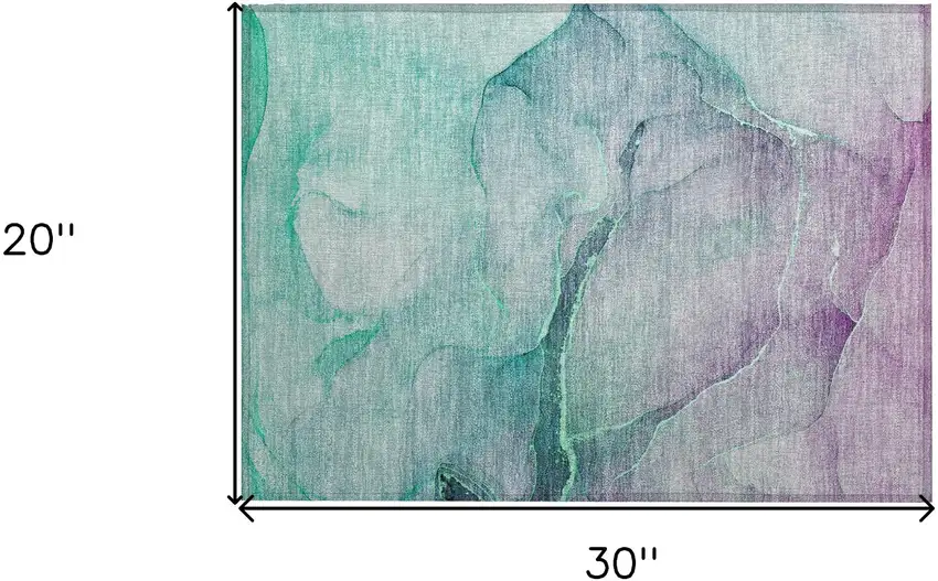 Green Abstract Washable Non Skid Indoor Outdoor Area Rug Photo 3