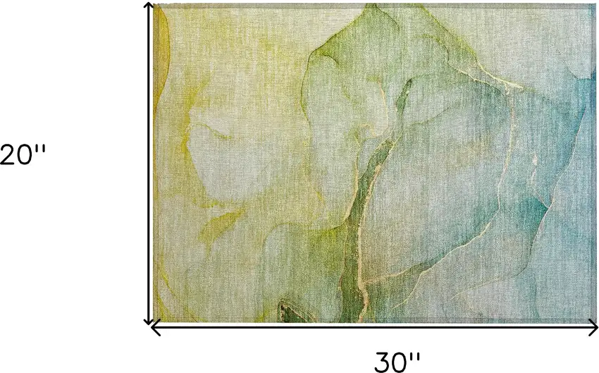 Green Abstract Washable Non Skid Indoor Outdoor Area Rug Photo 3