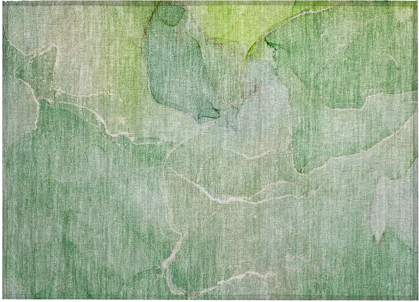 Green Abstract Washable Non Skid Indoor Outdoor Area Rug Photo 2