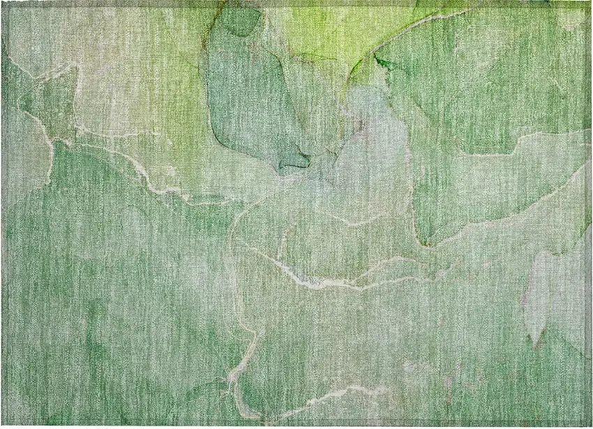Green Abstract Washable Non Skid Indoor Outdoor Area Rug Photo 2