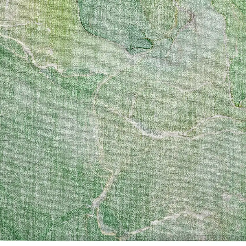 Green Abstract Washable Non Skid Indoor Outdoor Area Rug Photo 6