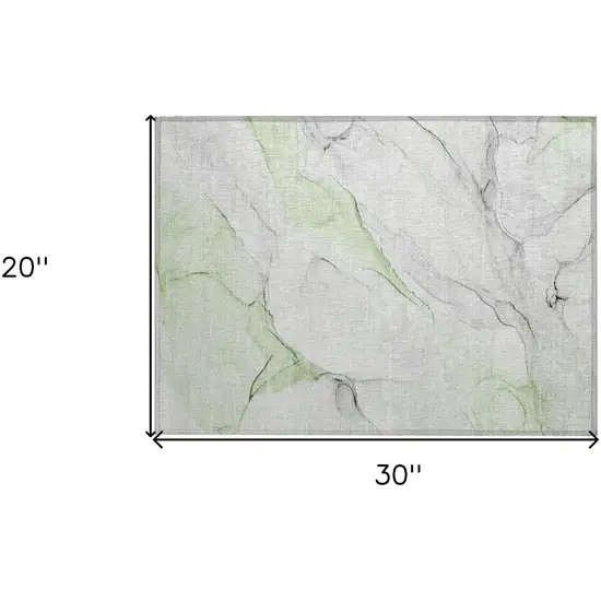 Green Abstract Washable Non Skid Indoor Outdoor Area Rug Photo 3