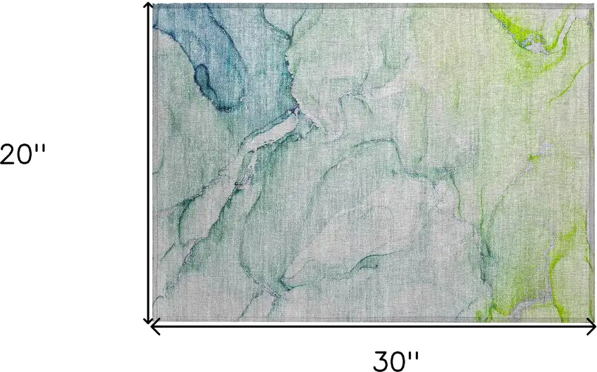 Blue and Green Abstract Washable Indoor Outdoor Area Rug Photo 3