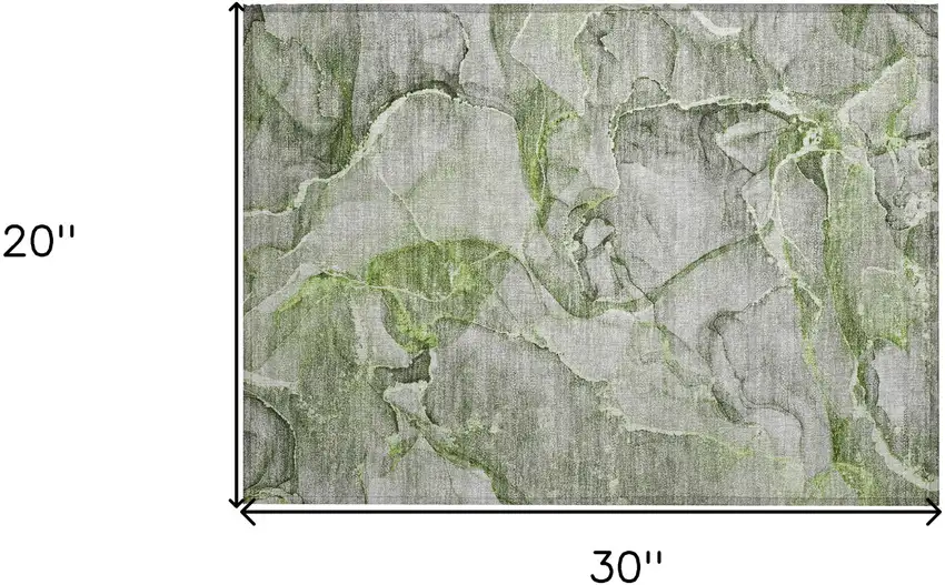 Green Abstract Washable Non Skid Indoor Outdoor Area Rug Photo 3