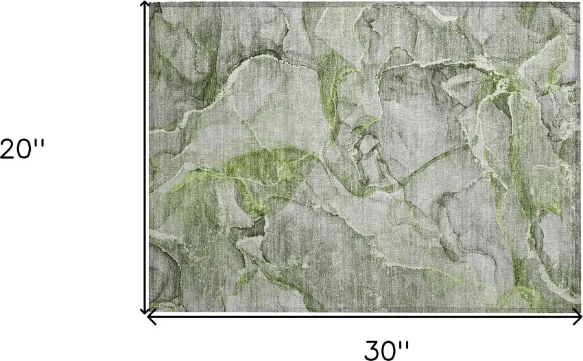 Green Abstract Washable Non Skid Indoor Outdoor Area Rug Photo 3