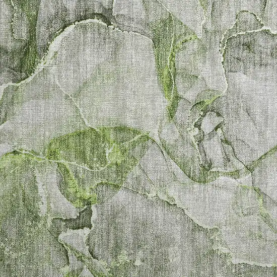 Green Abstract Washable Non Skid Indoor Outdoor Area Rug Photo 6