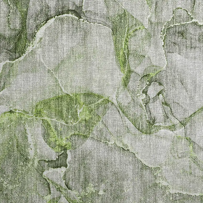 Green Abstract Washable Non Skid Indoor Outdoor Area Rug Photo 6