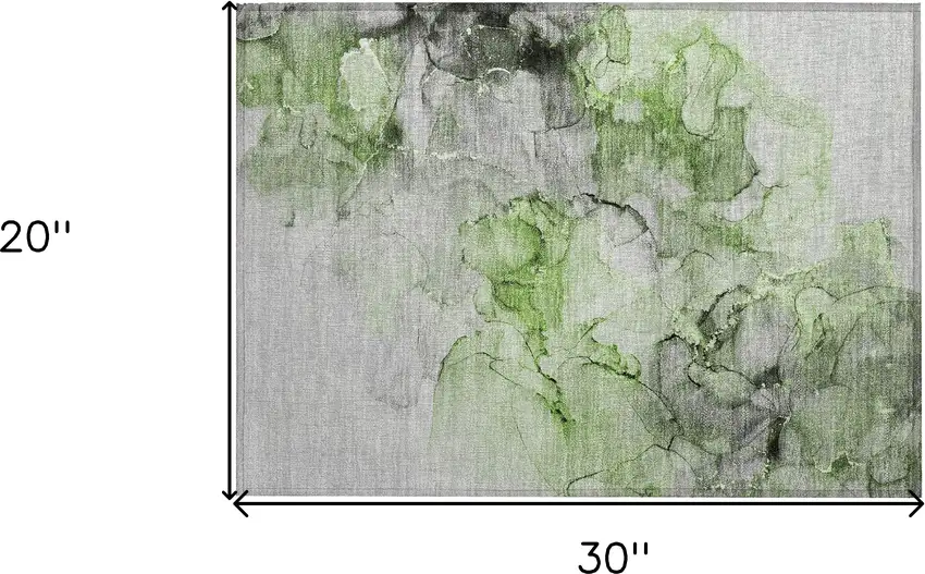 Green Abstract Washable Non Skid Indoor Outdoor Area Rug Photo 3