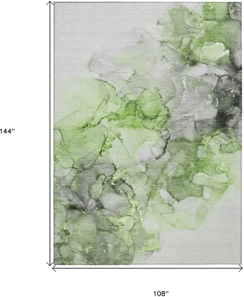 Green Abstract Washable Non Skid Indoor Outdoor Area Rug Photo 3