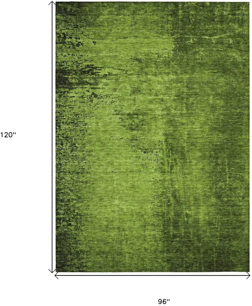 Green Abstract Washable Non Skid Indoor Outdoor Area Rug Photo 3