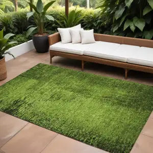 Photo of Green Abstract Washable Non Skid Indoor Outdoor Area Rug