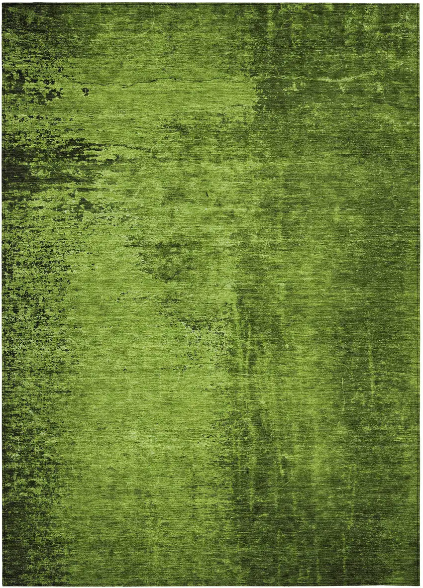 Green Abstract Washable Non Skid Indoor Outdoor Area Rug Photo 2