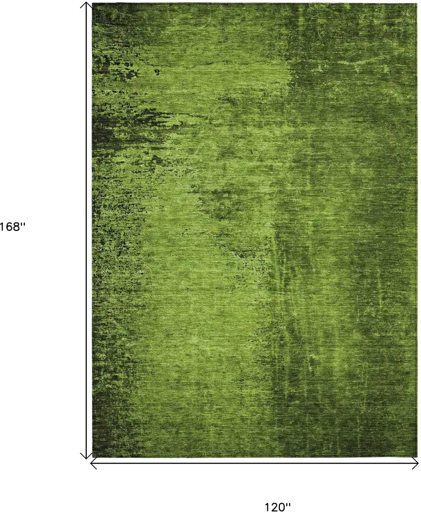 Green Abstract Washable Non Skid Indoor Outdoor Area Rug Photo 3