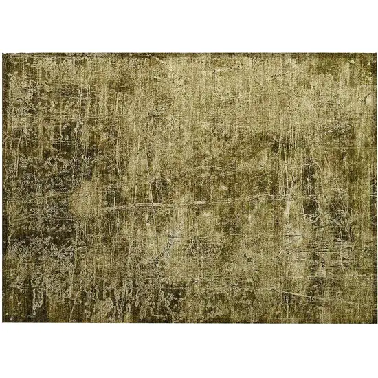 Green Abstract Washable Non Skid Indoor Outdoor Area Rug Photo 2