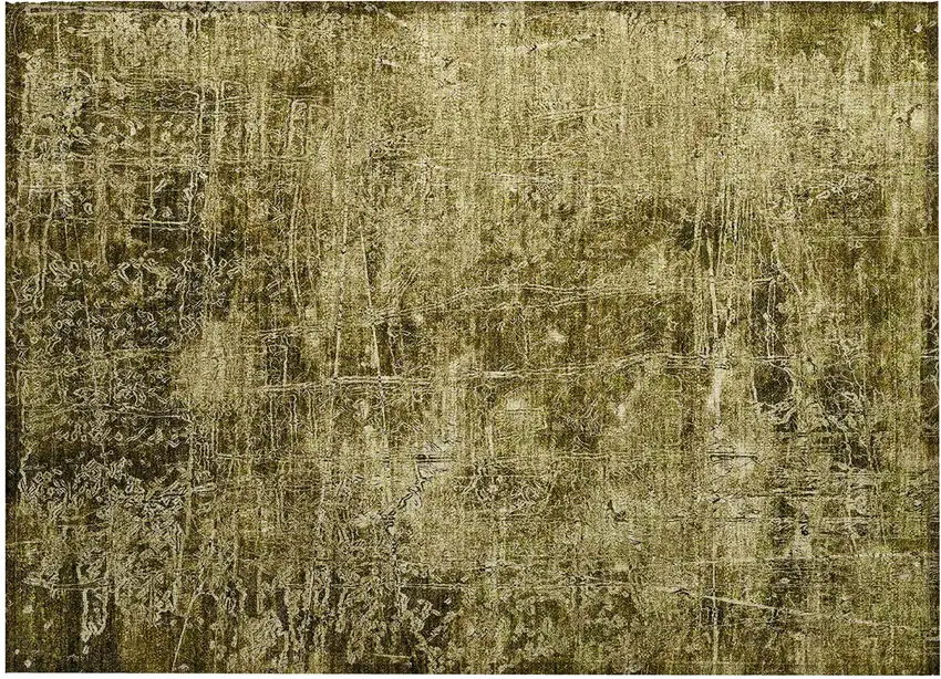 Green Abstract Washable Non Skid Indoor Outdoor Area Rug Photo 2