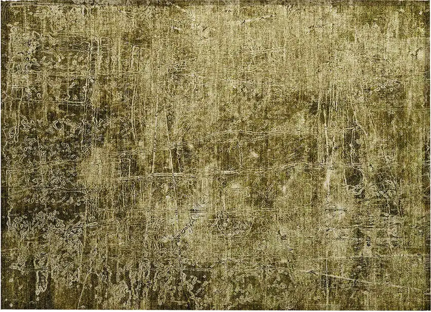 Green Abstract Washable Non Skid Indoor Outdoor Area Rug Photo 2