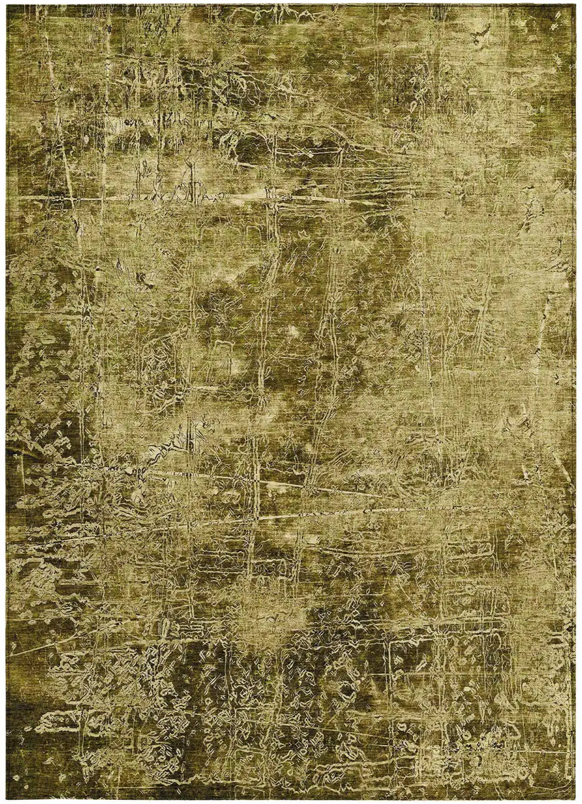 Green Abstract Washable Non Skid Indoor Outdoor Area Rug Photo 4
