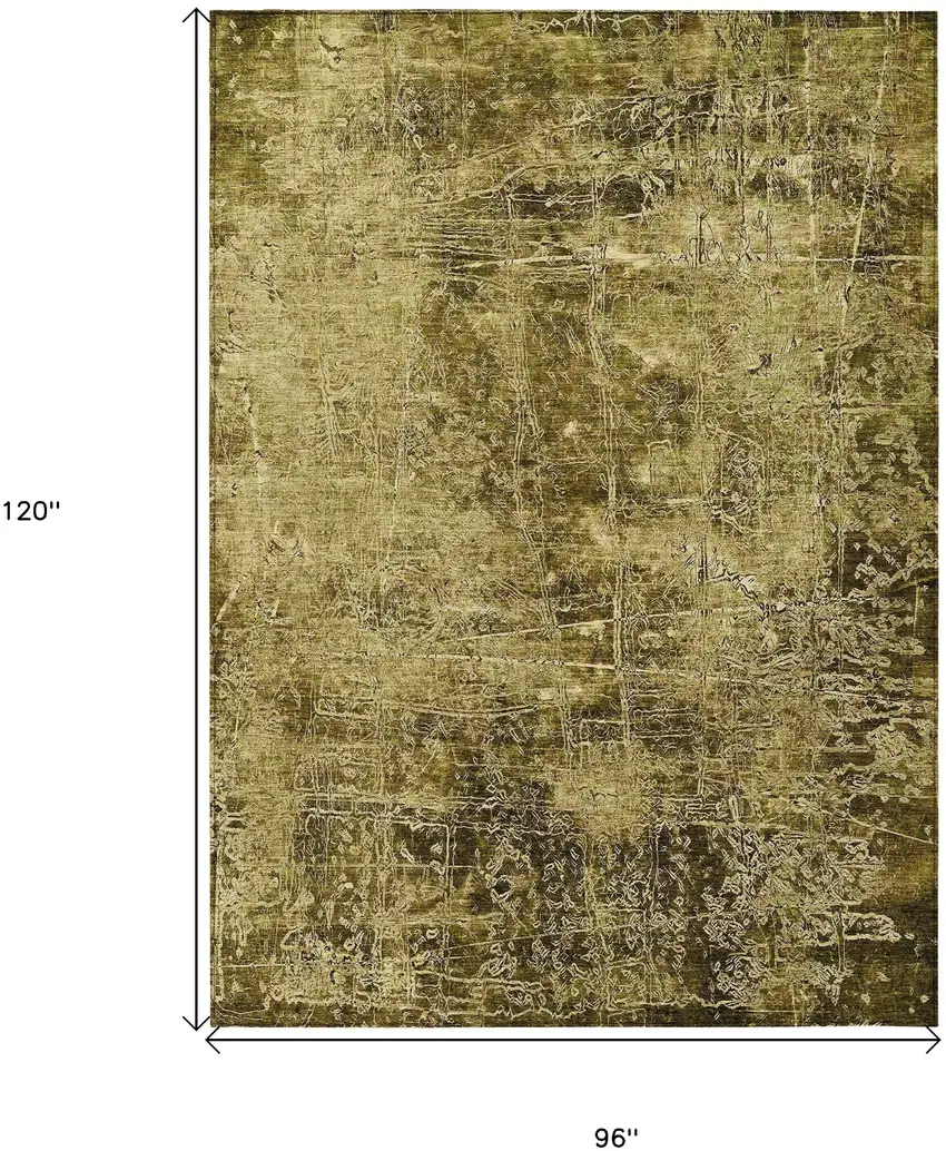 Green Abstract Washable Non Skid Indoor Outdoor Area Rug Photo 3