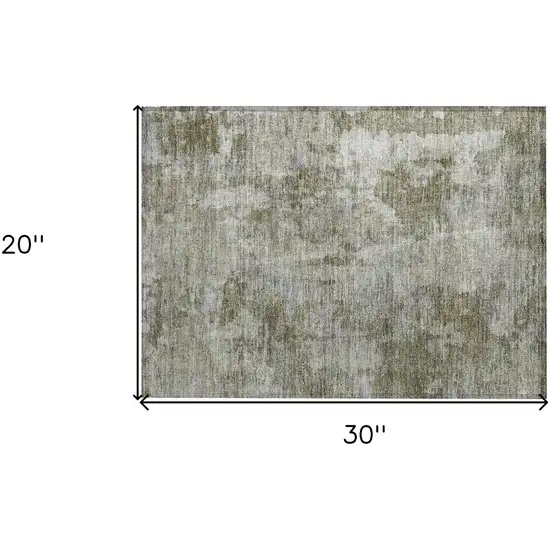 Green Abstract Washable Non Skid Indoor Outdoor Area Rug Photo 3