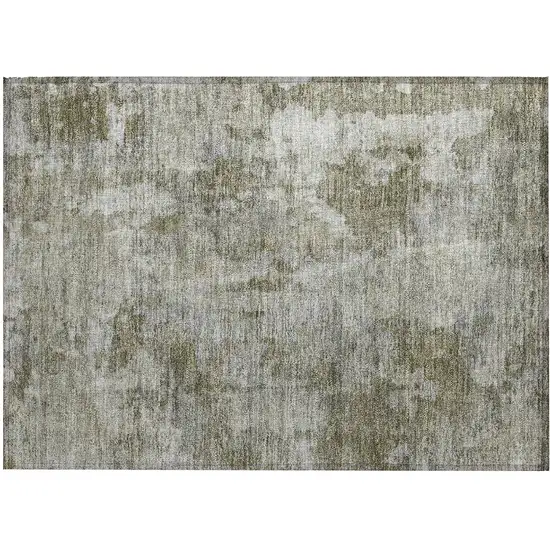 Green Abstract Washable Non Skid Indoor Outdoor Area Rug Photo 2