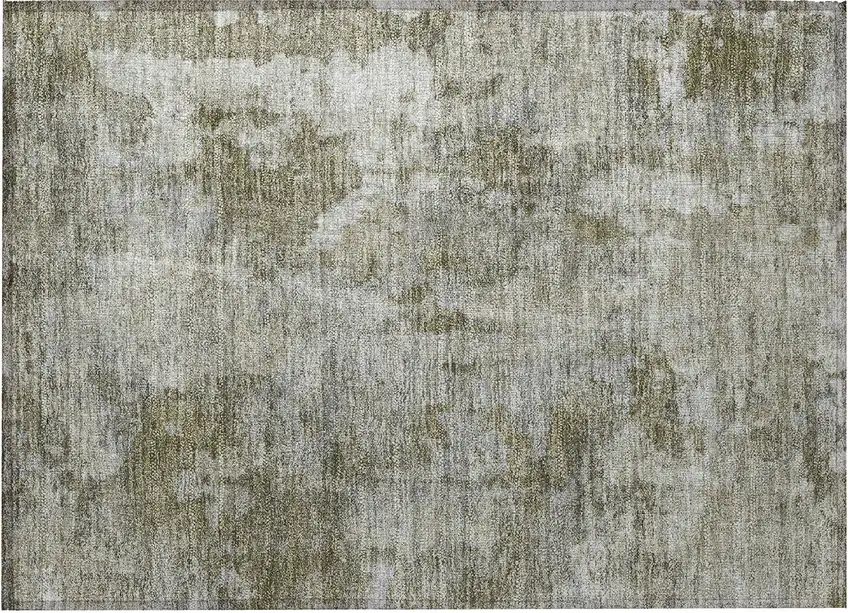 Green Abstract Washable Non Skid Indoor Outdoor Area Rug Photo 4