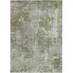 Photo of Green Abstract Washable Non Skid Indoor Outdoor Area Rug