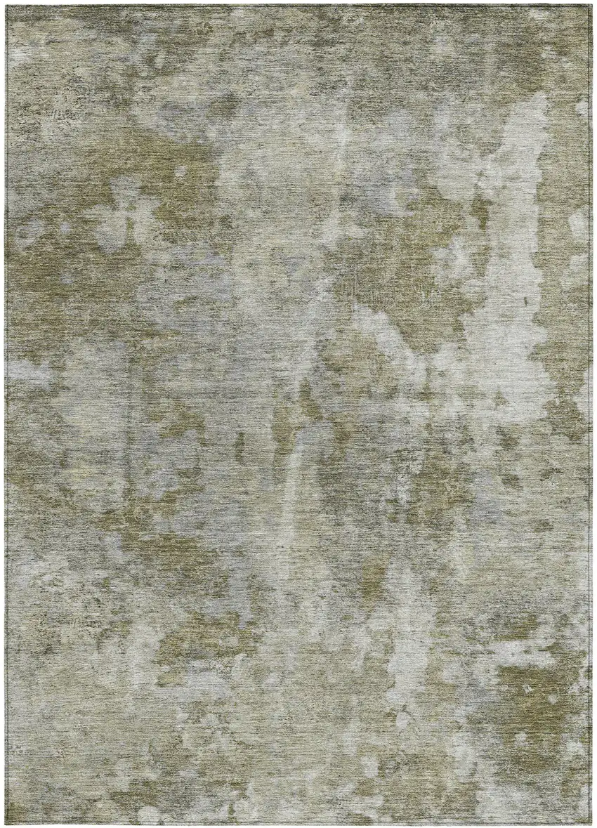 Green Abstract Washable Non Skid Indoor Outdoor Area Rug Photo 5