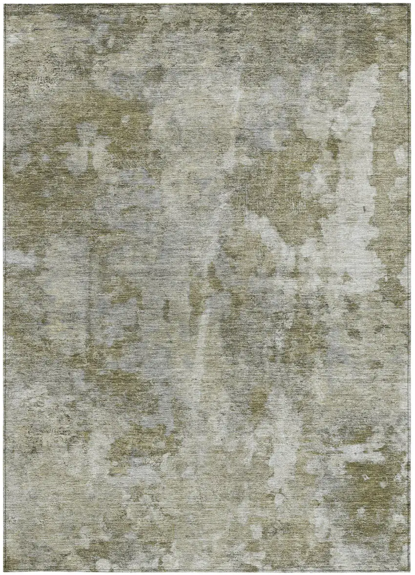 Green Abstract Washable Non Skid Indoor Outdoor Area Rug Photo 4
