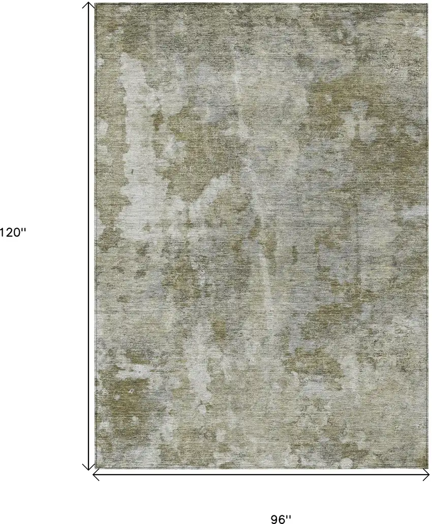 Green Abstract Washable Non Skid Indoor Outdoor Area Rug Photo 3