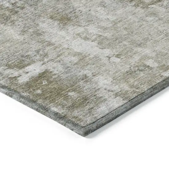 Green Abstract Washable Indoor Outdoor Area Rug Photo 6