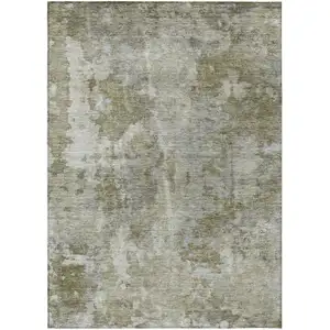 Photo of Green Abstract Washable Non Skid Indoor Outdoor Area Rug