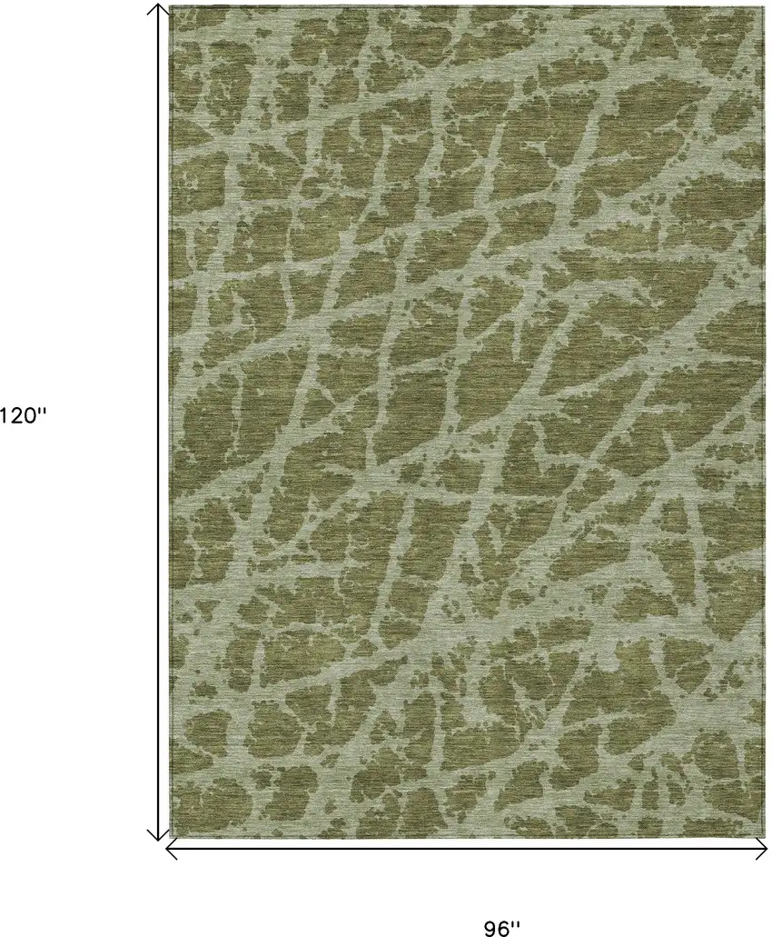 Green Abstract Washable Non Skid Indoor Outdoor Area Rug Photo 3