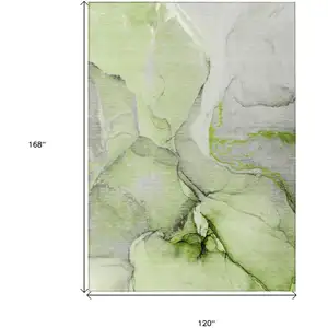 Photo of Green Abstract Washable Non Skid Indoor Outdoor Area Rug