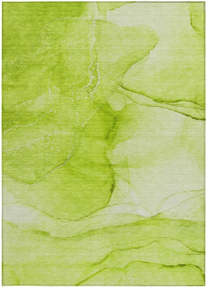 Green Abstract Washable Non Skid Indoor Outdoor Area Rug Photo 4