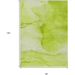 Photo of Green Abstract Washable Non Skid Indoor Outdoor Area Rug