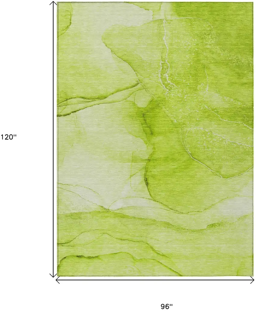 Green Abstract Washable Non Skid Indoor Outdoor Area Rug Photo 3