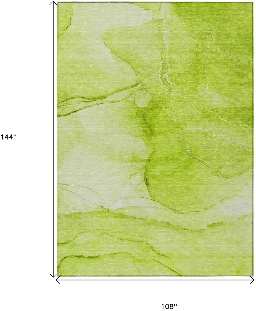 Green Abstract Washable Non Skid Indoor Outdoor Area Rug Photo 3