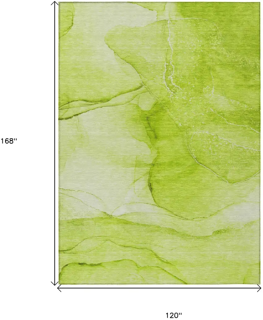 Green Abstract Washable Non Skid Indoor Outdoor Area Rug Photo 3