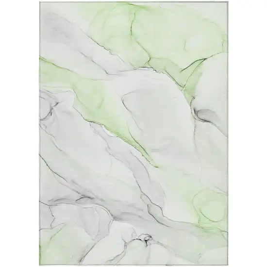 Green Abstract Washable Non Skid Indoor Outdoor Area Rug Photo 5
