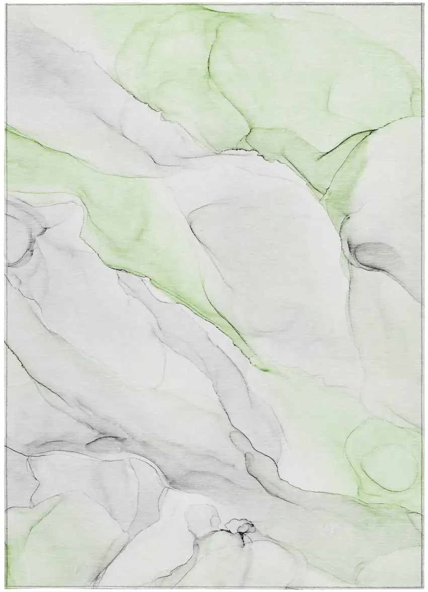 Green Abstract Washable Non Skid Indoor Outdoor Area Rug Photo 5