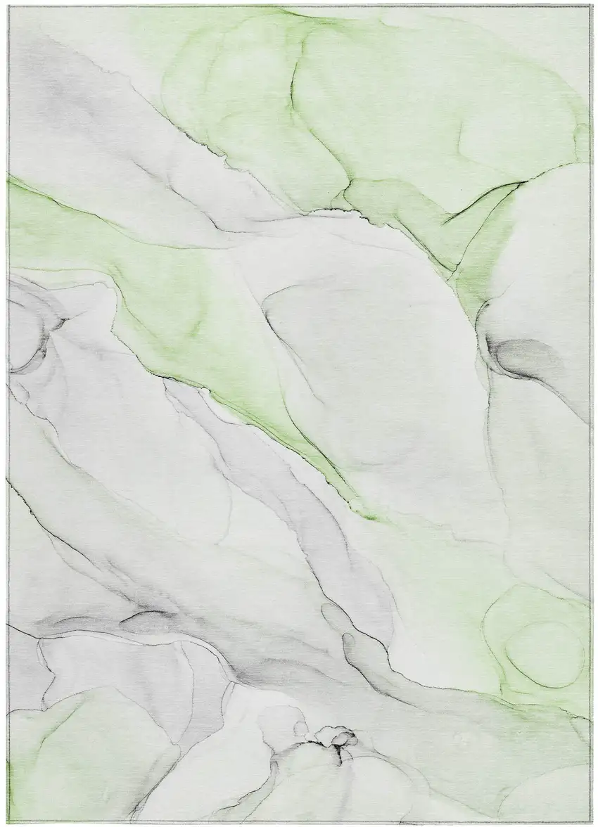 Green Abstract Washable Non Skid Indoor Outdoor Area Rug Photo 4