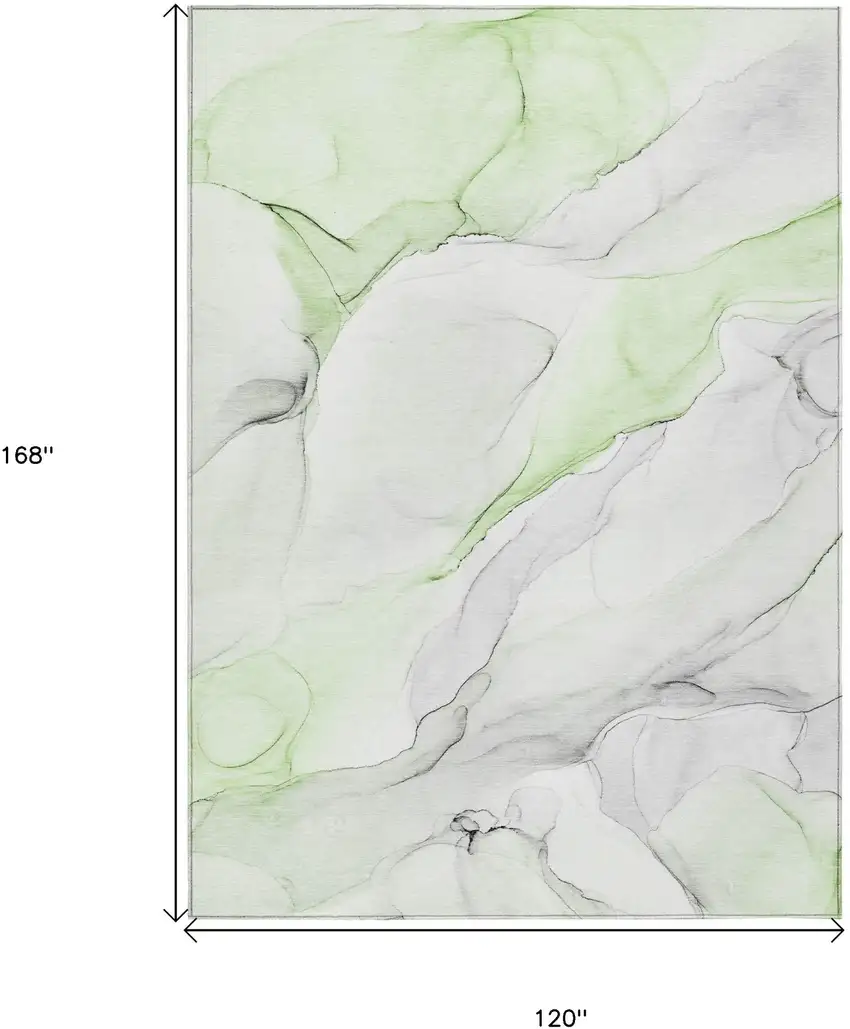 Green Abstract Washable Non Skid Indoor Outdoor Area Rug Photo 3