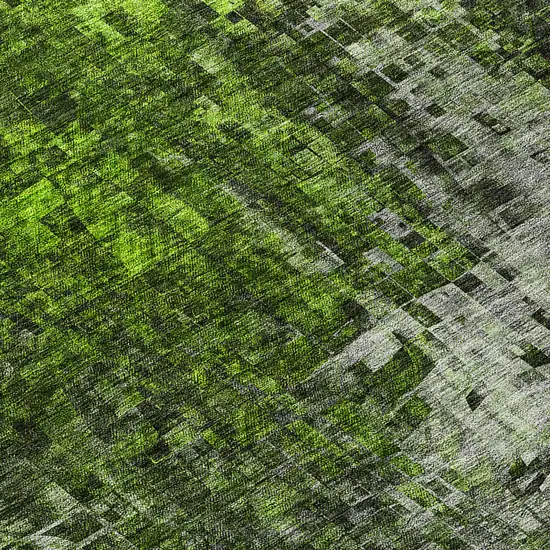 Green And Lime Green Abstract Washable Indoor Outdoor Area Rug Photo 7