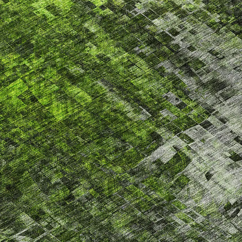 Green And Lime Green Abstract Washable Indoor Outdoor Area Rug Photo 7